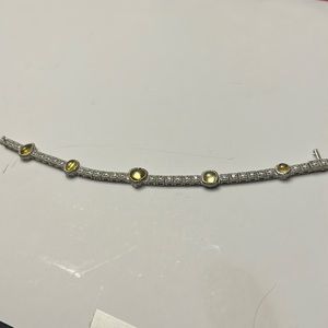 Judith Ripka sterling clear with yellow shaped cz bracelet